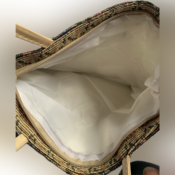 Small Tapestry Bag, in bag. (Took out for photo shoot) tan beige | Never used - Picture 4 of 11